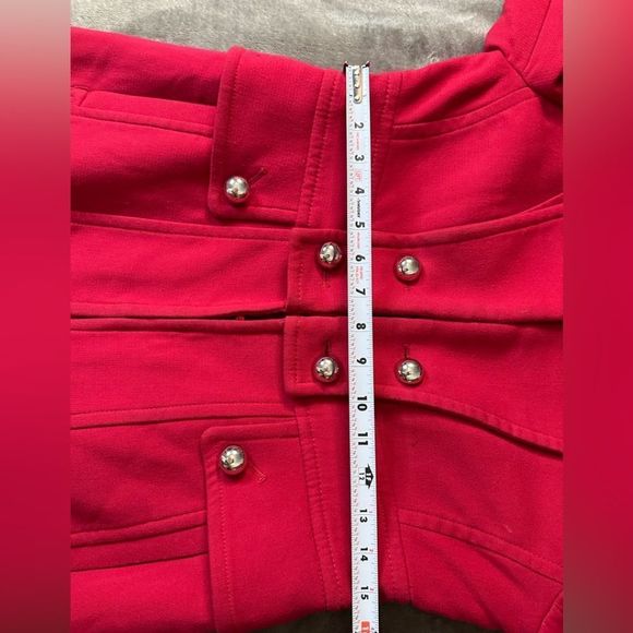 WHITE HOUSE BLACK MARKET Women's Red pea coat trench jacket pearl button
Sz M - Picture 11 of 16